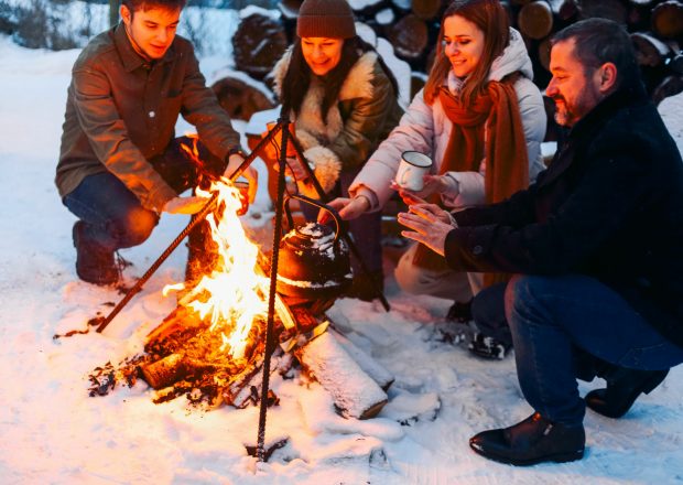 bonfire on snow
